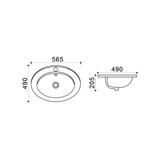 Раковина встраиваемая сверху Azario 56.5х47.5х18, фаянс (AZT808)